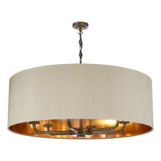 Sloane 6 Light Shadelier — With Bespoke Fabric Drum Shade