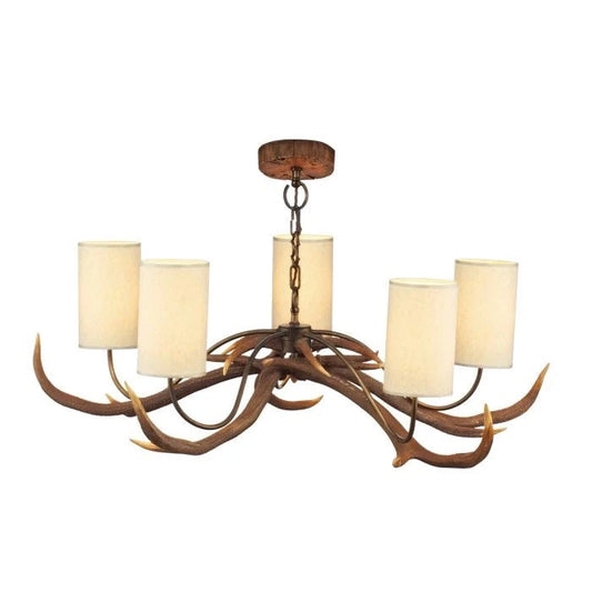 Antler 5 Light Pendant Brown Matt Bronze