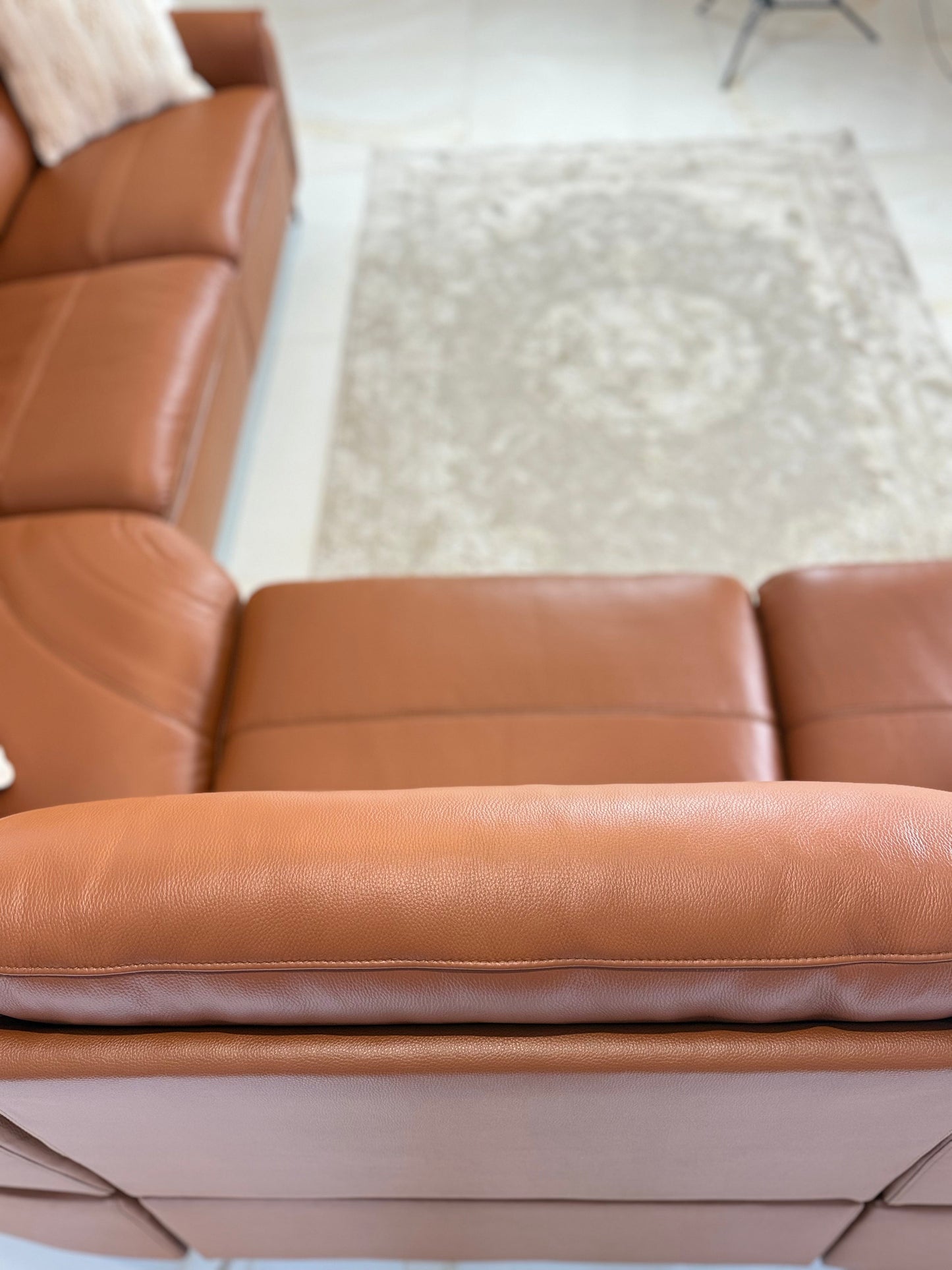 Arizona Electric Recliner Sofa — Large Corner, Tan Leather