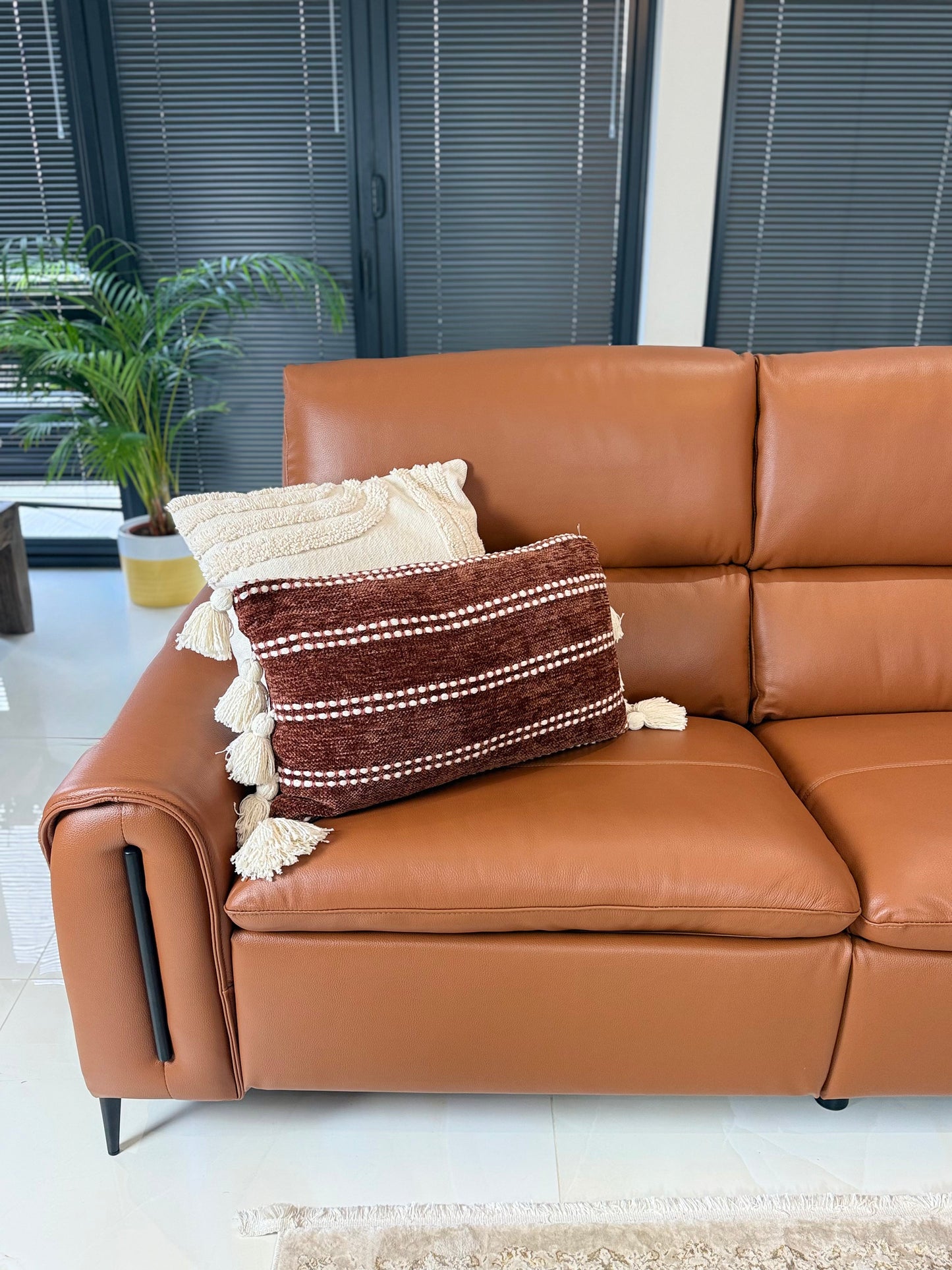 Arizona Electric Recliner Sofa — Large Corner, Tan Leather