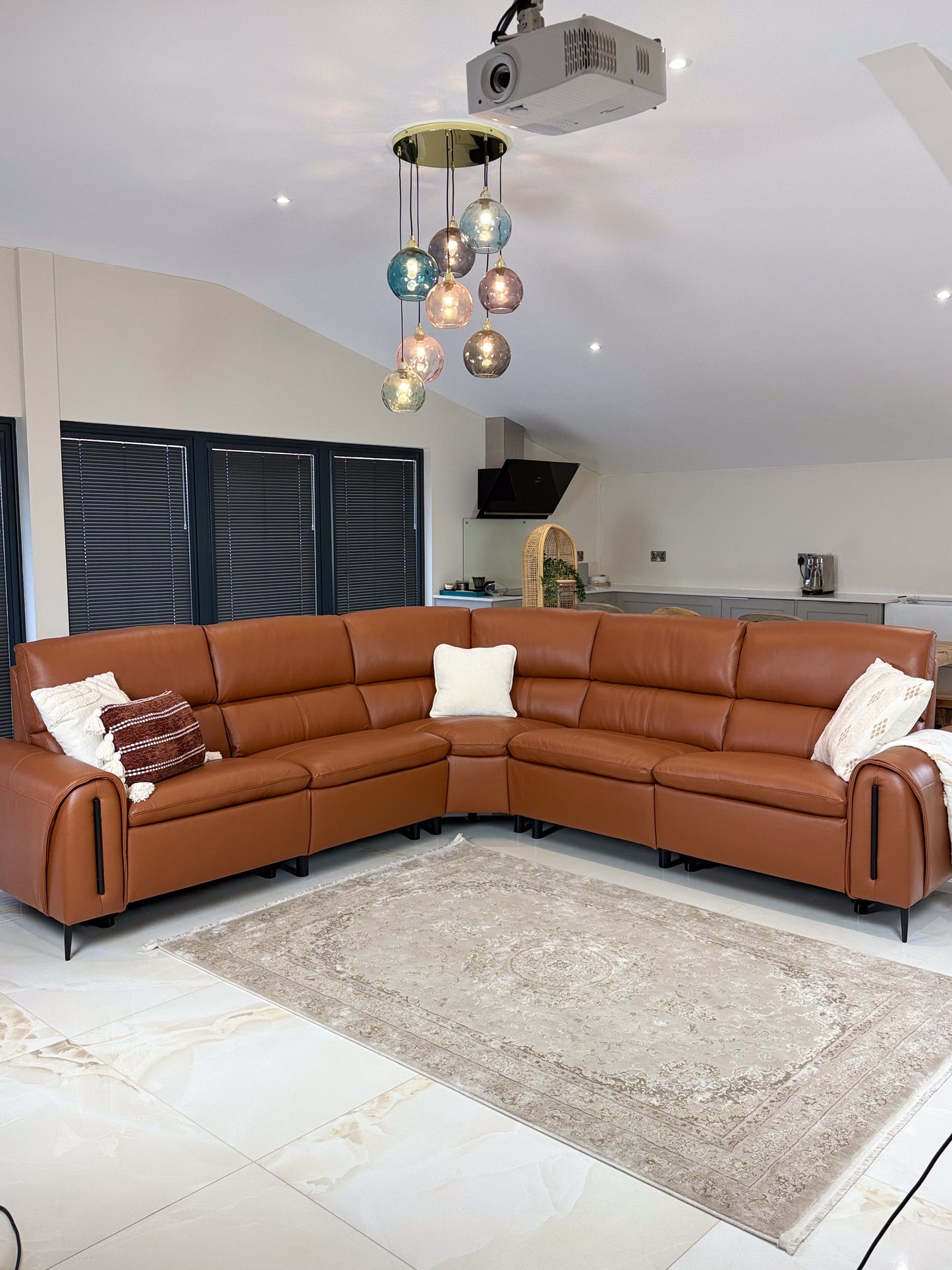 Arizona Electric Recliner Sofa — Large Corner, Tan Leather