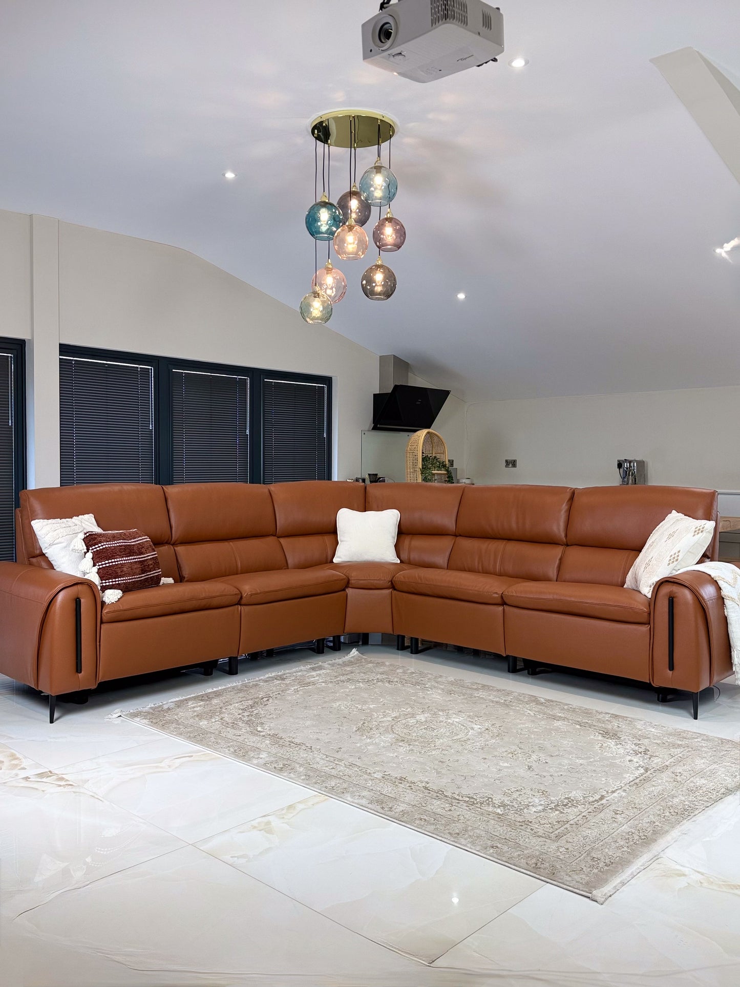 Arizona Electric Recliner Sofa — Large Corner, Tan Leather