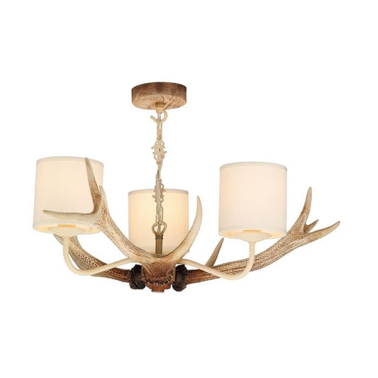 Antler 3 Light Armed Pendant- Bleached With Shade